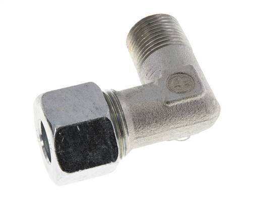 R 3/8'' Mâle x 12S Acier zingué Raccord coudé à 90 degrés 630 Bar DIN 2353