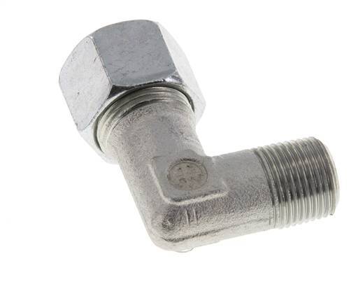 R 3/8'' Mâle x 12S Acier zingué Raccord coudé à 90 degrés 630 Bar DIN 2353