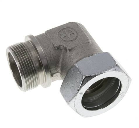 G 1 1/2'' Mâle x 42L Acier zingué Raccord coudé à 90 degrés 160 Bar DIN 2353