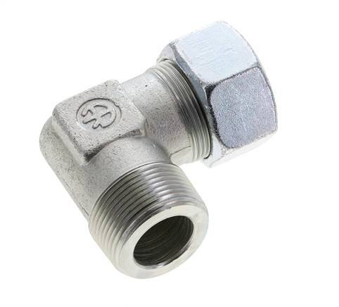 1 1/4'' NPT Male x 30S Zinc plated Steel 90 deg Elbow Cutting ring 400 Bar DIN 2353