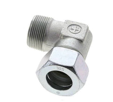 1 1/4'' NPT Male x 30S Zinc plated Steel 90 deg Elbow Cutting ring 400 Bar DIN 2353