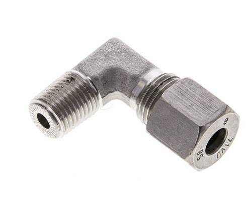 1/4'' NPT Male x 8S Stainless steel 90 deg Elbow Cutting ring 630 Bar DIN 2353