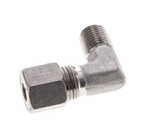 1/4'' NPT Male x 8S Stainless steel 90 deg Elbow Cutting ring 630 Bar DIN 2353