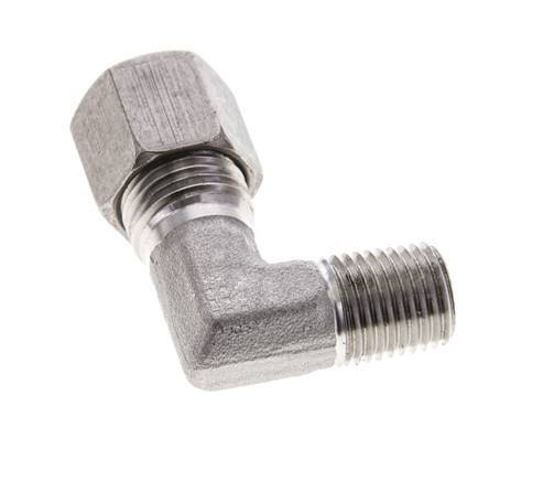 1/4'' NPT Male x 8S Stainless steel 90 deg Elbow Cutting ring 630 Bar DIN 2353