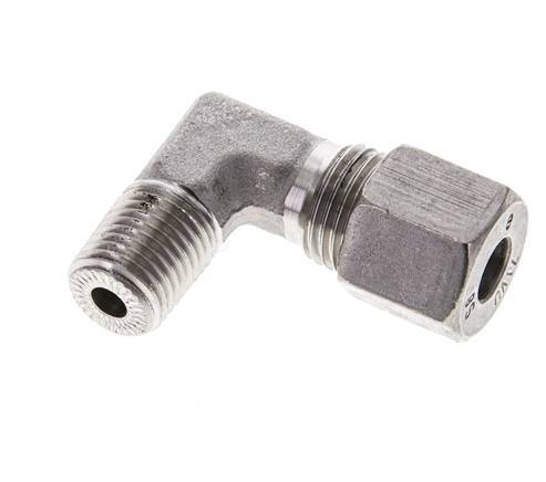 1/4'' NPT Male x 8S Stainless steel 90 deg Elbow Cutting ring 630 Bar DIN 2353