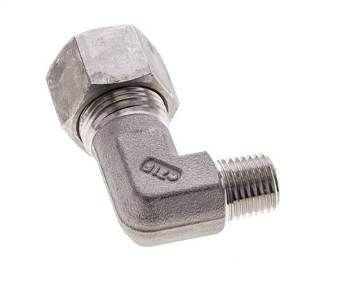 1/4'' NPT Male x 12S Stainless steel 90 deg Elbow Cutting ring 630 Bar DIN 2353