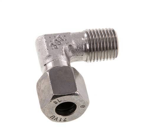 R 1/4'' mâle x 8L Raccord coudé 90° en acier inoxydable 315 Bar DIN 2353