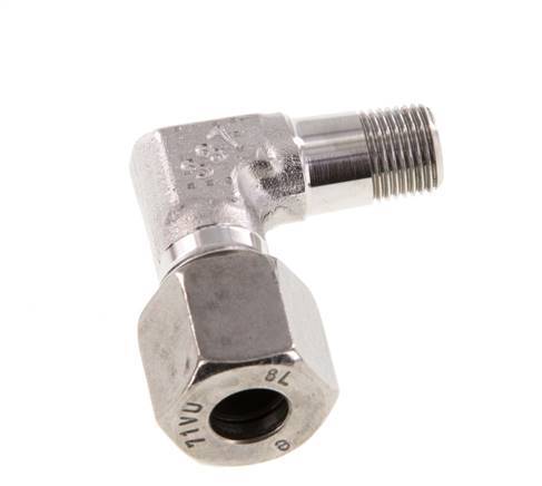 R 1/8'' Male x 8L Raccord coudé 90 deg en acier inoxydable 315 Bar DIN 2353