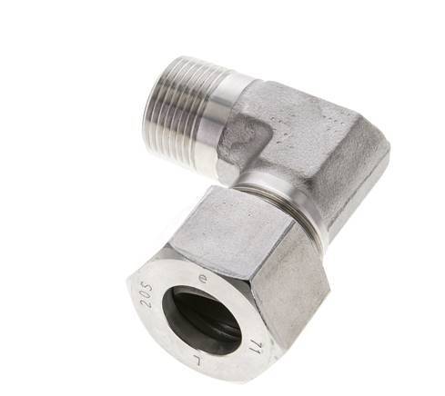 3/4'' NPT Male x 20S Stainless steel 90 deg Elbow Cutting ring 400 Bar DIN 2353