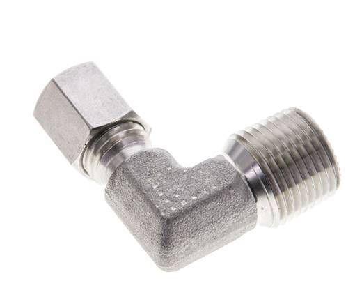 3/8'' NPT Male x 6L Stainless steel 90 deg Elbow Cutting ring 315 Bar DIN 2353