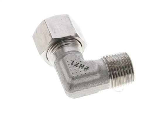 3/8'' NPT Male x 12L Stainless steel 90 deg Elbow Cutting ring 315 Bar DIN 2353