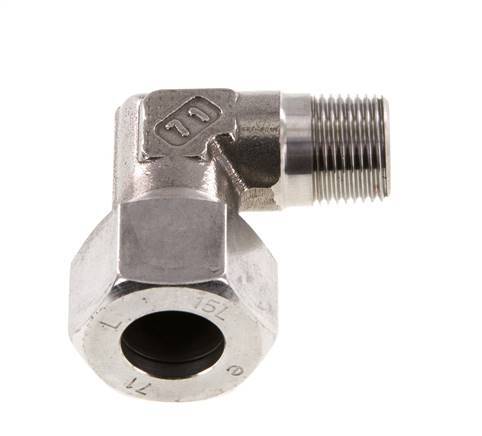 R 3/8'' mâle x 15L Raccord coudé 90° en acier inoxydable 315 Bar DIN 2353