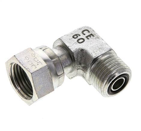 Raccord coudé 90° en acier zingué UN 11/16''-16 x UN 11/16''-16 M/F ORFS 630 Bar - Hydraulique