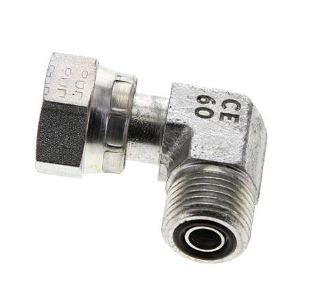 Raccord coudé 90° en acier zingué UN 11/16''-16 x UN 11/16''-16 M/F ORFS 630 Bar - Hydraulique