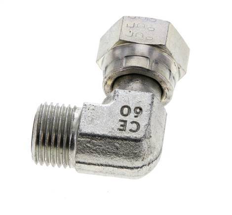 Raccord coudé 90° en acier zingué UN 11/16''-16 x UN 11/16''-16 M/F ORFS 630 Bar - Hydraulique