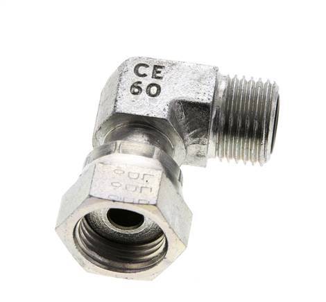 Raccord coudé 90° en acier zingué UN 11/16''-16 x UN 11/16''-16 M/F ORFS 630 Bar - Hydraulique