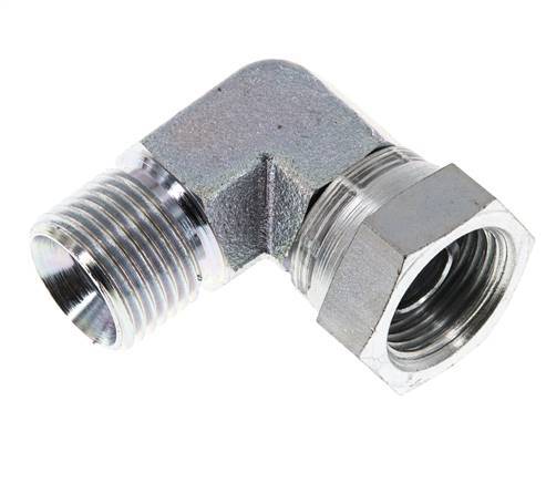 Raccord coudé 90° en acier zingué G 1/2'' M/F 300 Bar - Hydraulique