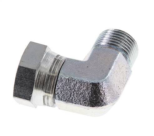 Raccord coudé 90° en acier zingué G 1/2'' M/F 300 Bar - Hydraulique