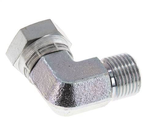Raccord coudé 90° en acier zingué G 1/2'' M/F 300 Bar - Hydraulique