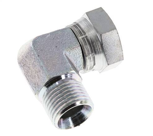 Raccord coudé 90° en acier zingué G 1/2'' M/F 300 Bar - Hydraulique
