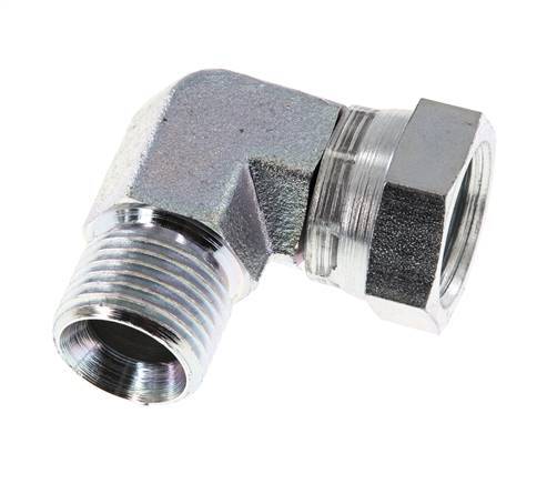 Raccord coudé 90° en acier zingué G 1/2'' M/F 300 Bar - Hydraulique