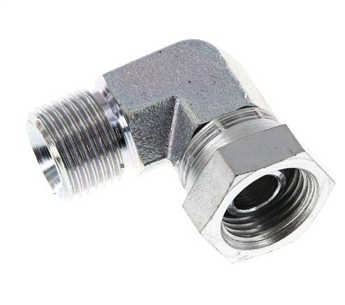 Raccord coudé 90° en acier zingué G 1/2'' M/F 300 Bar - Hydraulique