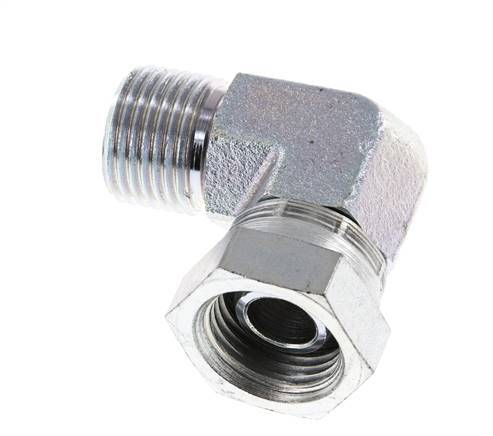 Raccord coudé 90° en acier zingué G 1/2'' M/F 300 Bar - Hydraulique