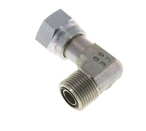 Raccord coudé 90° en acier zingué UN 13/16''-16 x UN 13/16''-16 M/F ORFS 630 Bar - Hydraulique