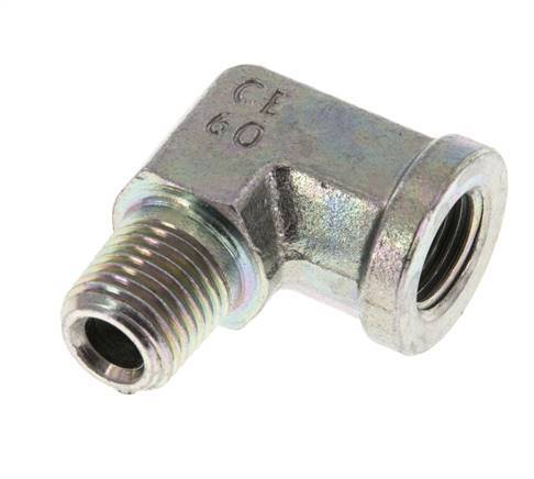Raccord coudé 90° en acier zingué 1/4'' NPT x 1/4'' NPT M/F 275 Bar - Hydraulique