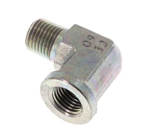 Raccord coudé 90° en acier zingué 1/4'' NPT x 1/4'' NPT M/F 275 Bar - Hydraulique