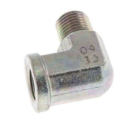 Raccord coudé 90° en acier zingué 1/4'' NPT x 1/4'' NPT M/F 275 Bar - Hydraulique