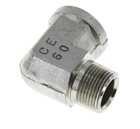 3/4'' NPT x 3/4'' NPT M/F Zinc plated Steel 90 deg Elbow Fitting 170 Bar - Hydraulic