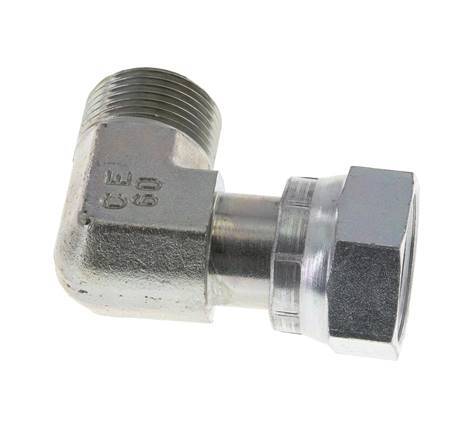 Raccord coudé 90° UN 1-3/16''-12 x UN 1-3/16''-12 M/F en acier zingué ORFS 400 Bar - Hydraulique