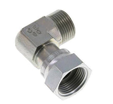 Raccord coudé 90° UN 1-3/16''-12 x UN 1-3/16''-12 M/F en acier zingué ORFS 400 Bar - Hydraulique
