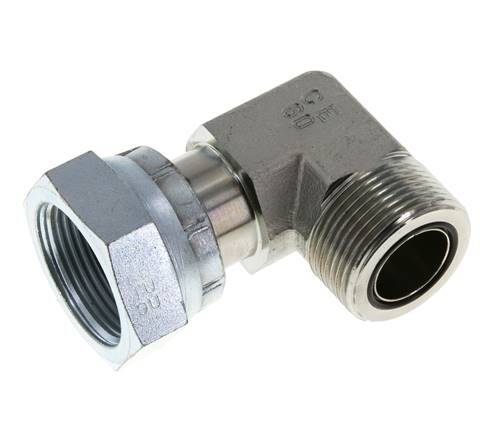 Raccord coudé 90° en acier zingué UN 1-7/16''-12 x UN 1-7/16''-12 M/F ORFS 400 Bar - Hydraulique