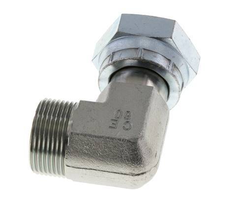 Raccord coudé 90° en acier zingué UN 1-7/16''-12 x UN 1-7/16''-12 M/F ORFS 400 Bar - Hydraulique