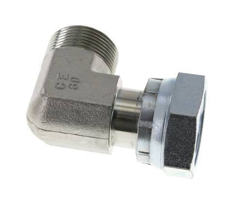 Raccord coudé 90° en acier zingué UN 1-7/16''-12 x UN 1-7/16''-12 M/F ORFS 400 Bar - Hydraulique