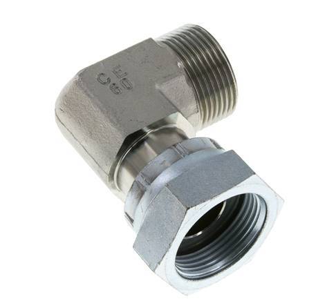 Raccord coudé 90° en acier zingué UN 1-7/16''-12 x UN 1-7/16''-12 M/F ORFS 400 Bar - Hydraulique