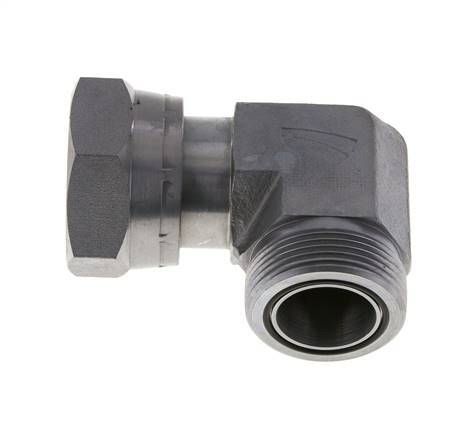 UN 1-11/16''-12 x UN 1-11/16''-12 M/F Raccord coudé 90° en acier zingué ORFS 250 Bar - Hydraulique