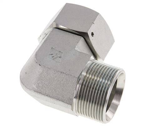 G 1 1/2'' M/F Zinc plated Steel 90 deg Elbow Fitting 125 Bar - Hydraulic