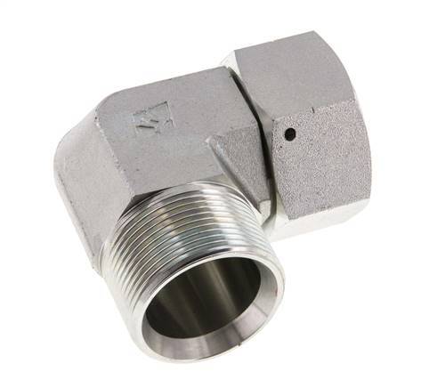 G 1 1/2'' M/F Zinc plated Steel 90 deg Elbow Fitting 125 Bar - Hydraulic