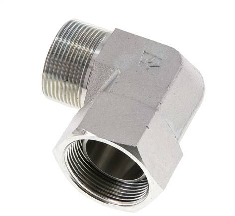 G 1 1/2'' M/F Zinc plated Steel 90 deg Elbow Fitting 125 Bar - Hydraulic