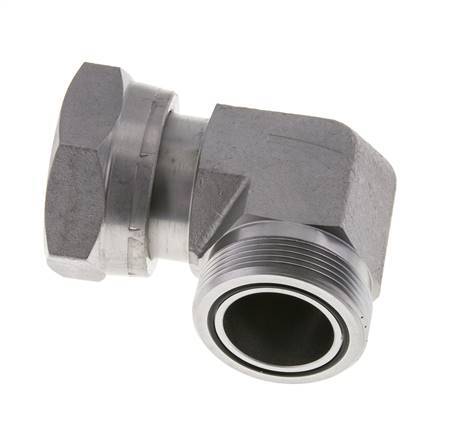 UN 2''-12 x UN 2''-12 M/F Zinc plated Steel 90 deg Elbow Fitting ORFS 250 Bar - Hydraulic