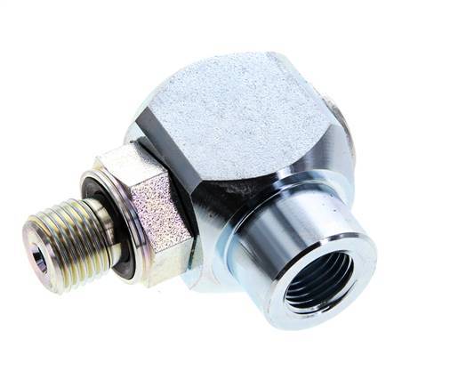 G 1/4'' M/F Acier zingué Coude 90 deg Joint Tournant Haute Pression 400 Bar - Hydraulique