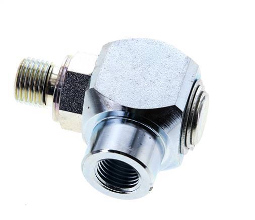 G 1/4'' M/F Acier zingué Coude 90 deg Joint Tournant Haute Pression 400 Bar - Hydraulique