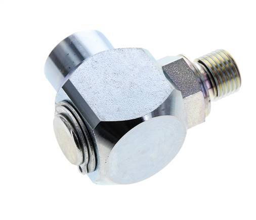 G 1/4'' M/F Acier zingué Coude 90 deg Joint Tournant Haute Pression 400 Bar - Hydraulique