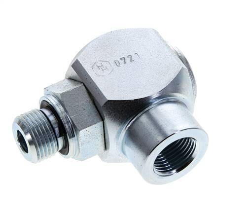 G 3/8'' M/F Acier zingué Coude 90 deg Joint Tournant Haute Pression 400 Bar - Hydraulique