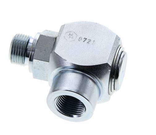 G 3/8'' M/F Acier zingué Coude 90 deg Joint Tournant Haute Pression 400 Bar - Hydraulique