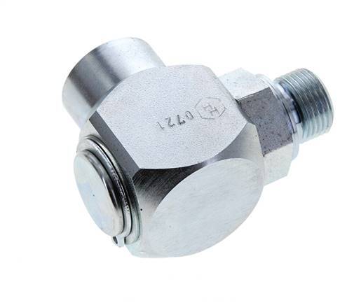 G 3/8'' M/F Acier zingué Coude 90 deg Joint Tournant Haute Pression 400 Bar - Hydraulique