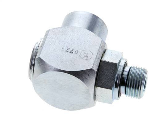 G 3/8'' M/F Acier zingué Coude 90 deg Joint Tournant Haute Pression 400 Bar - Hydraulique